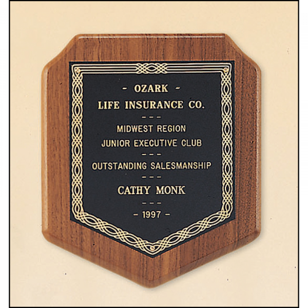 American Walnut Plaque Black Brass Plate