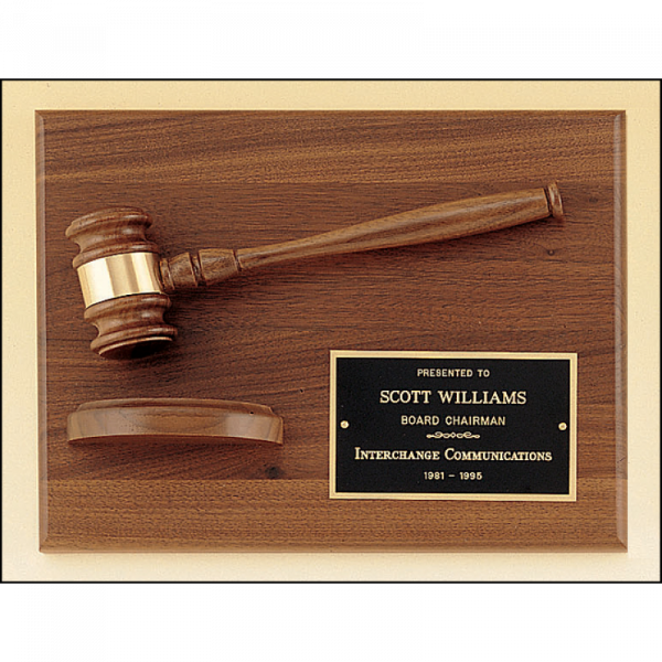 American Walnut Plaque with Walnut Gavel