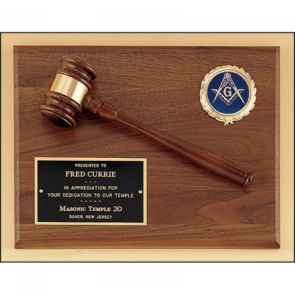 American Walnut Plaque with Walnut Gavel an Activity Insert