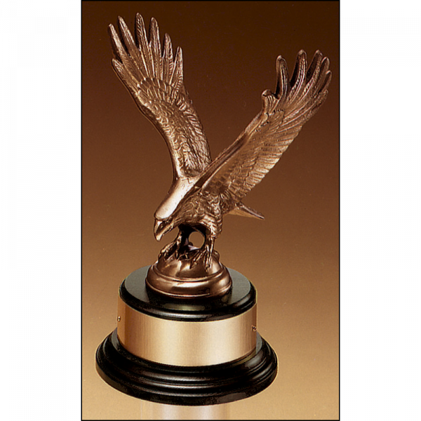 Antique Bronze Eagle Black Wood Base