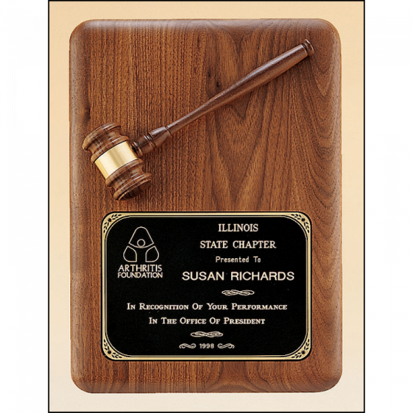 Walnut Plaque With Walnut Gavel