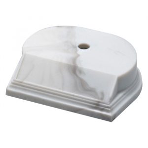 RSB-341	Diamar Rounded Plastic Base, White Marble, 1 Hole – 3 1/4″ x 3 5/8″ x 1 1/8″