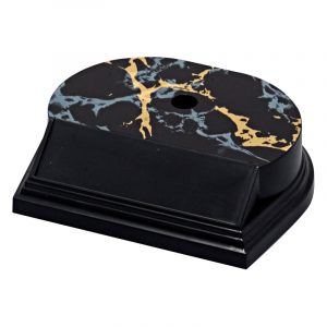 RSB-341BK	Diamar Rounded Plastic Base, Black Marble, 1 Hole – 3 1/2″ x 4 1/4″ x 1 1/8″