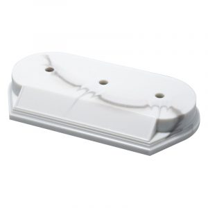 RSB-483	Diamar Rounded Plastic Base, White Marble, 3 Holes – 4 3/8″ x 8 1/8″ x 1 1/8″